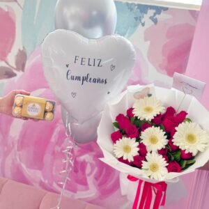 gerberas, globos