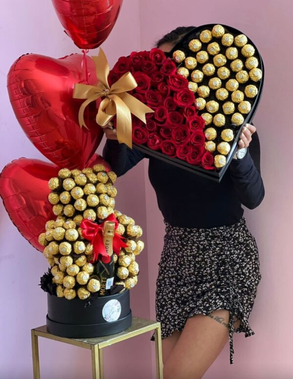 Caja 95 rosas & chocolates
