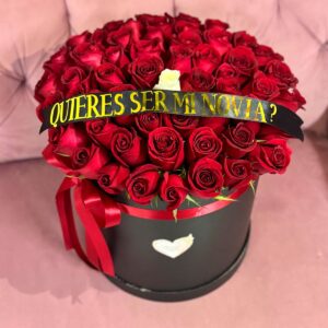 Box de 48 rosas rojas con liston